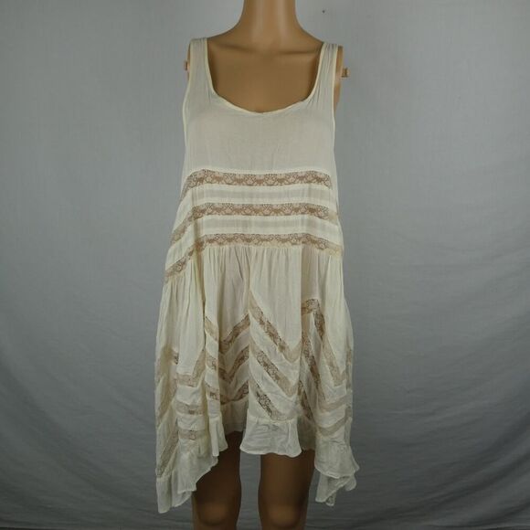 Free People Voile Lace Polka Dot Trapeze Swing Slip Dress Lace Tea Combo Small - Picture 2 of 10